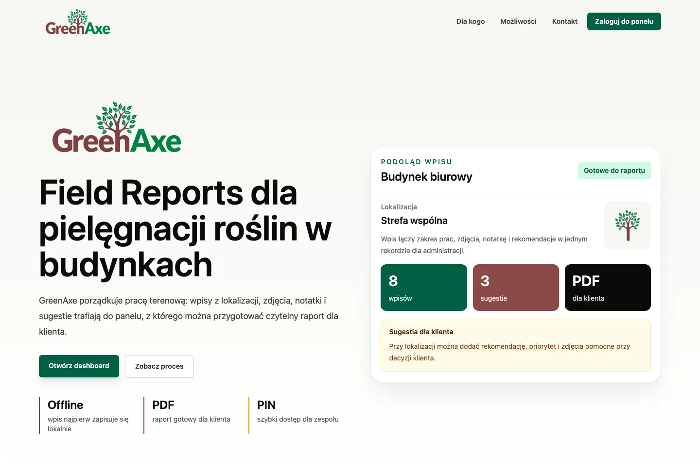 System raportowania prac terenowych: przykład GreenAxe Field Reports